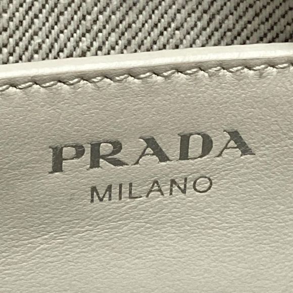 Prada Tote Bag Canapa 1bg439 Light Gray And White Leather Totes